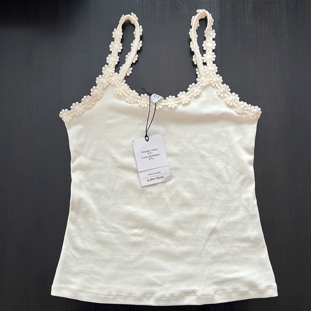 & other stories cream mini flower cami sz XS. NWT